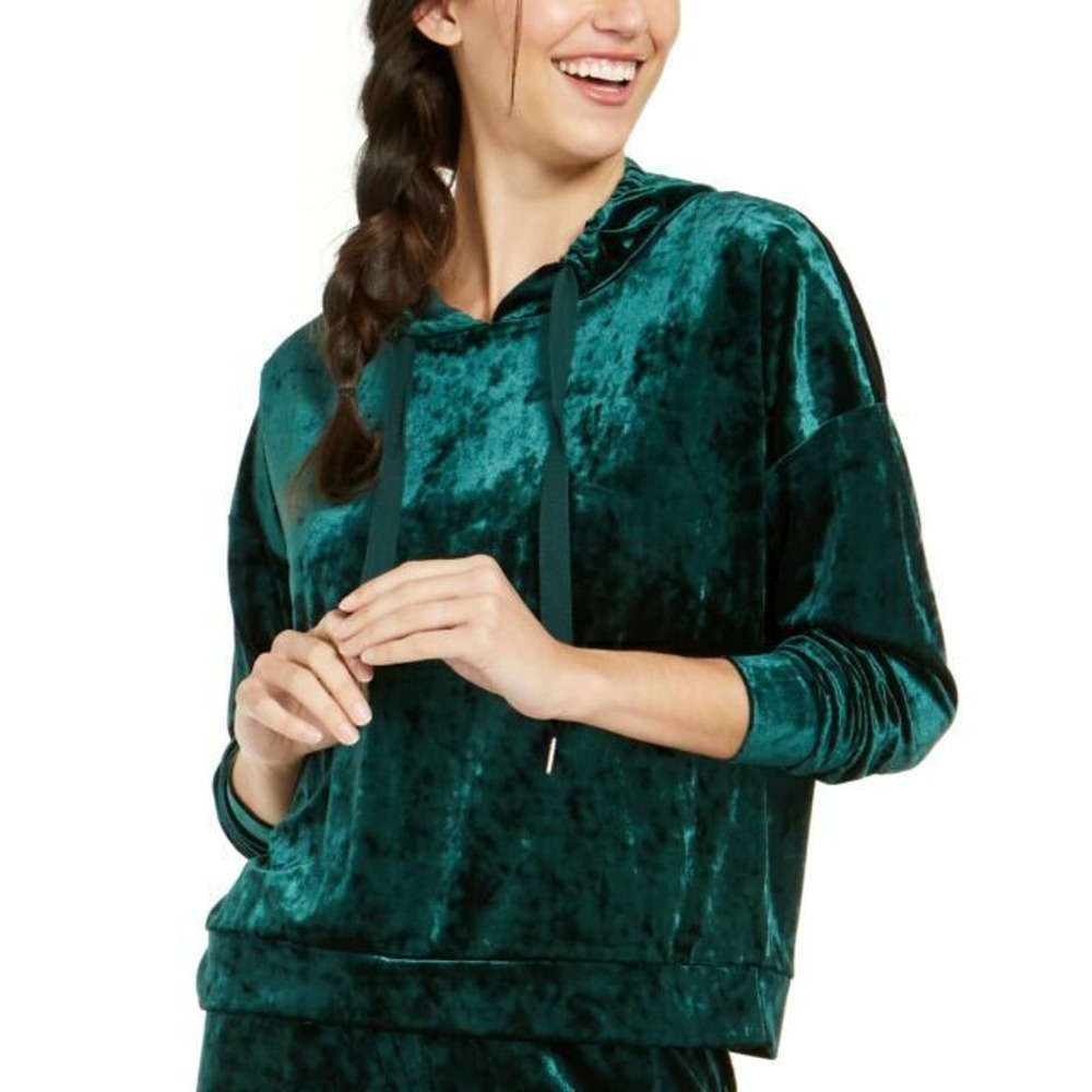 NEW ALFANI Green Velvet Hoodie Size Size Medium